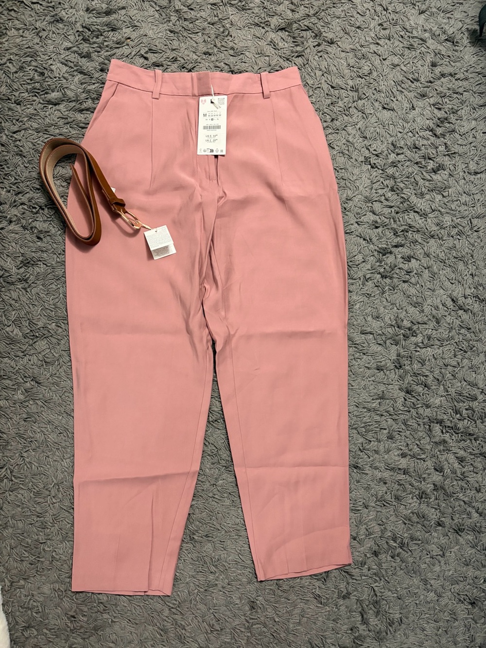 Zara Pink High-Waist Tailored Chinos